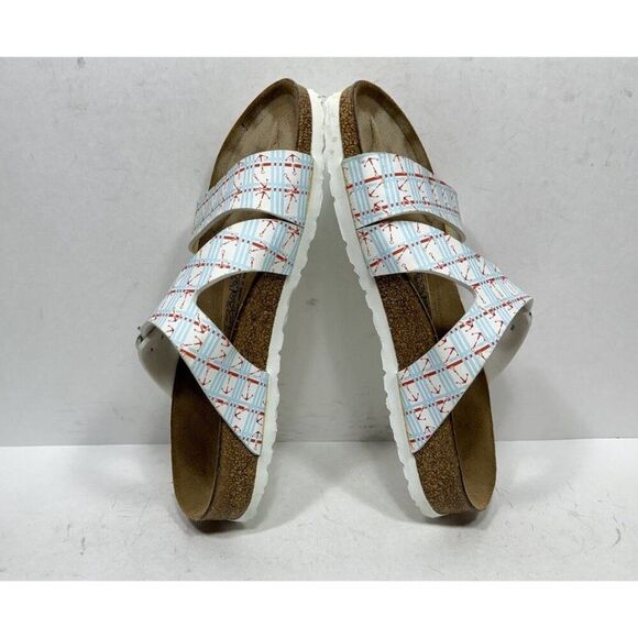 Birkenstock Birkis Anchor Print Sandals Slides Womens Size 7 N Nautical Coastal - Picture 5 of 7